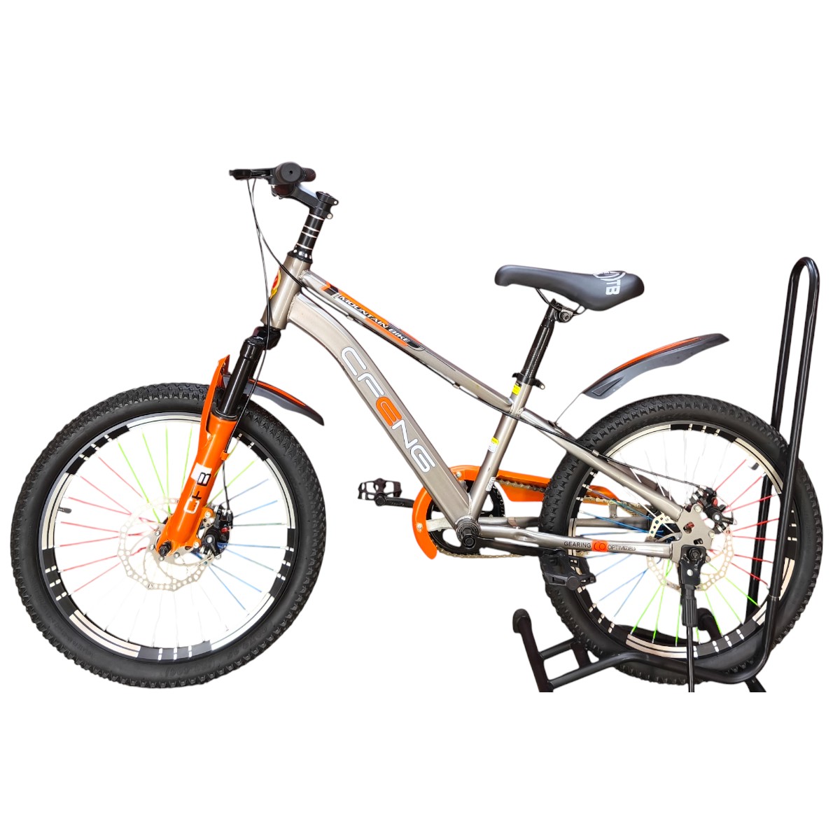 BICICLETA ARO 20  CFENG CON FRENO DISCO GRIS NARANJO - 3