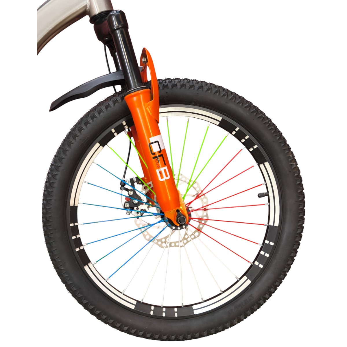 BICICLETA ARO 20  CFENG CON FRENO DISCO GRIS NARANJO - 4