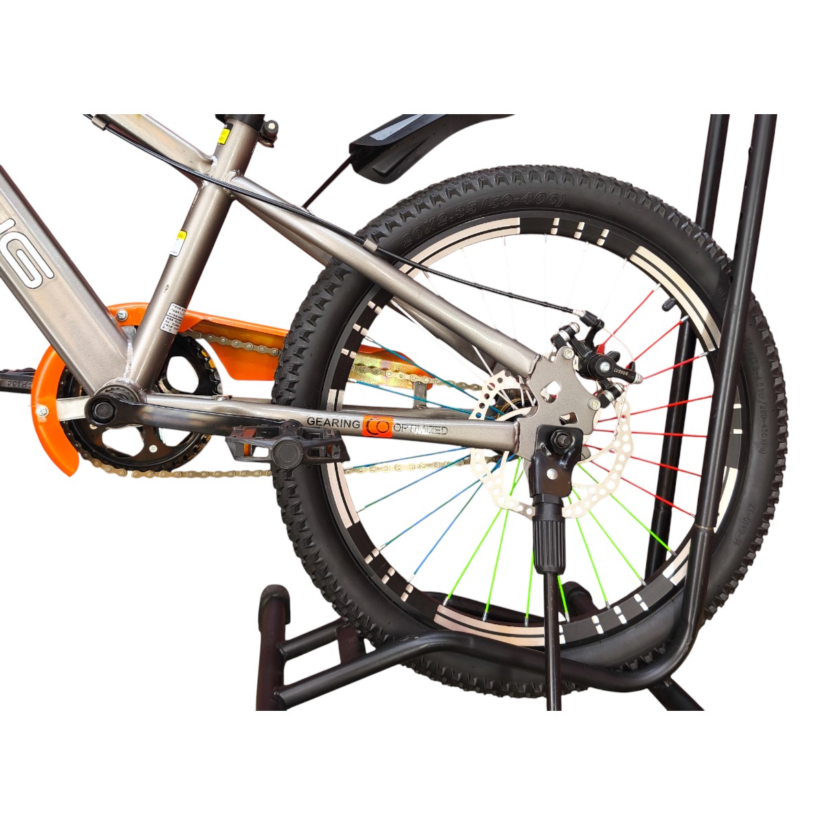 BICICLETA ARO 20  CFENG CON FRENO DISCO GRIS NARANJO - 5