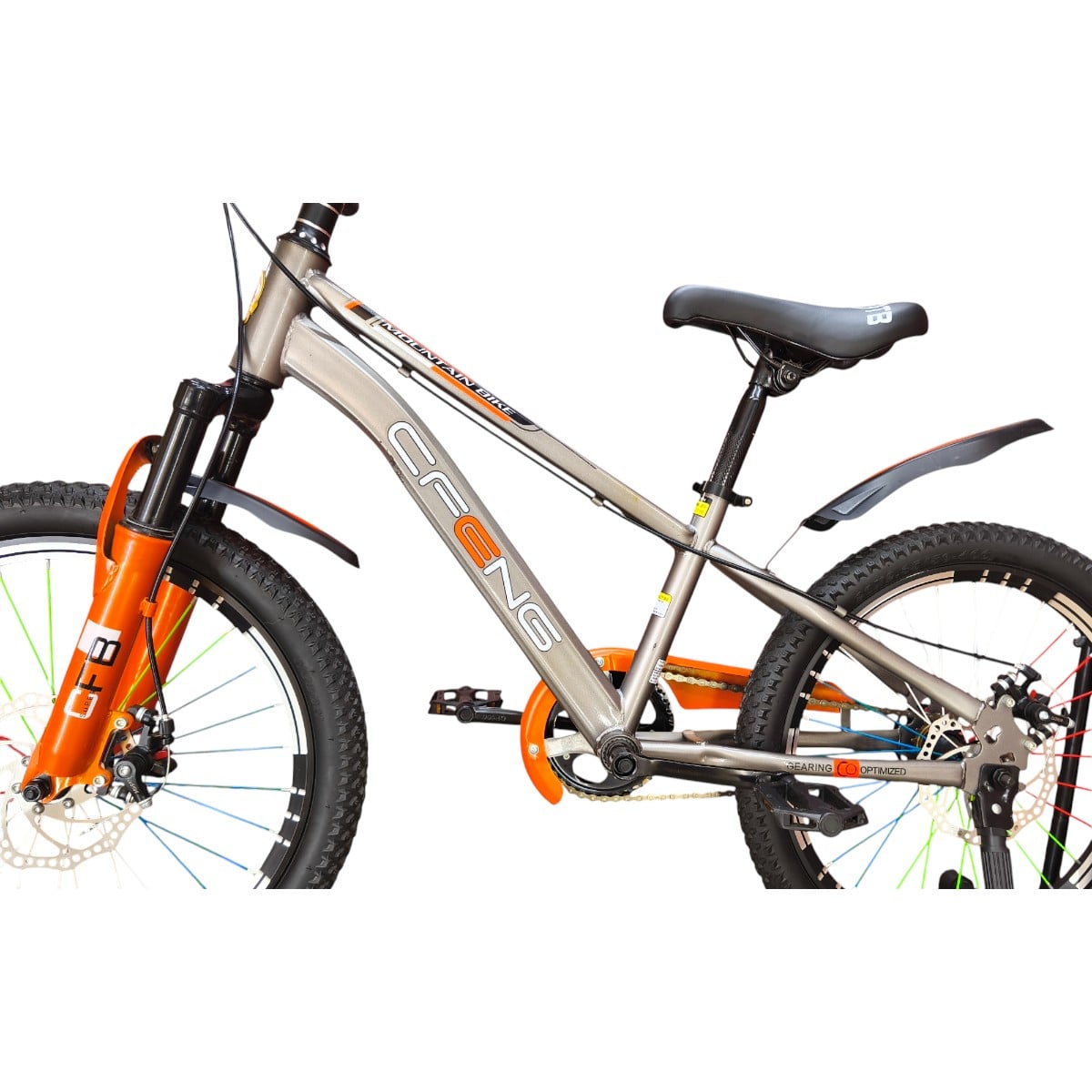 BICICLETA ARO 20  CFENG CON FRENO DISCO GRIS NARANJO - 7