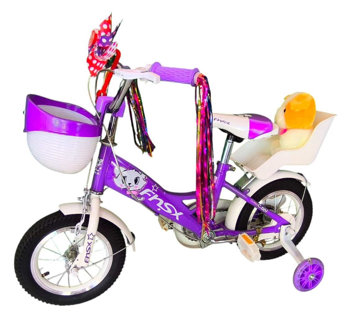 BICICLETA ARO 12 INFANTIL CON PELUCHERO LILA FNSX - 2