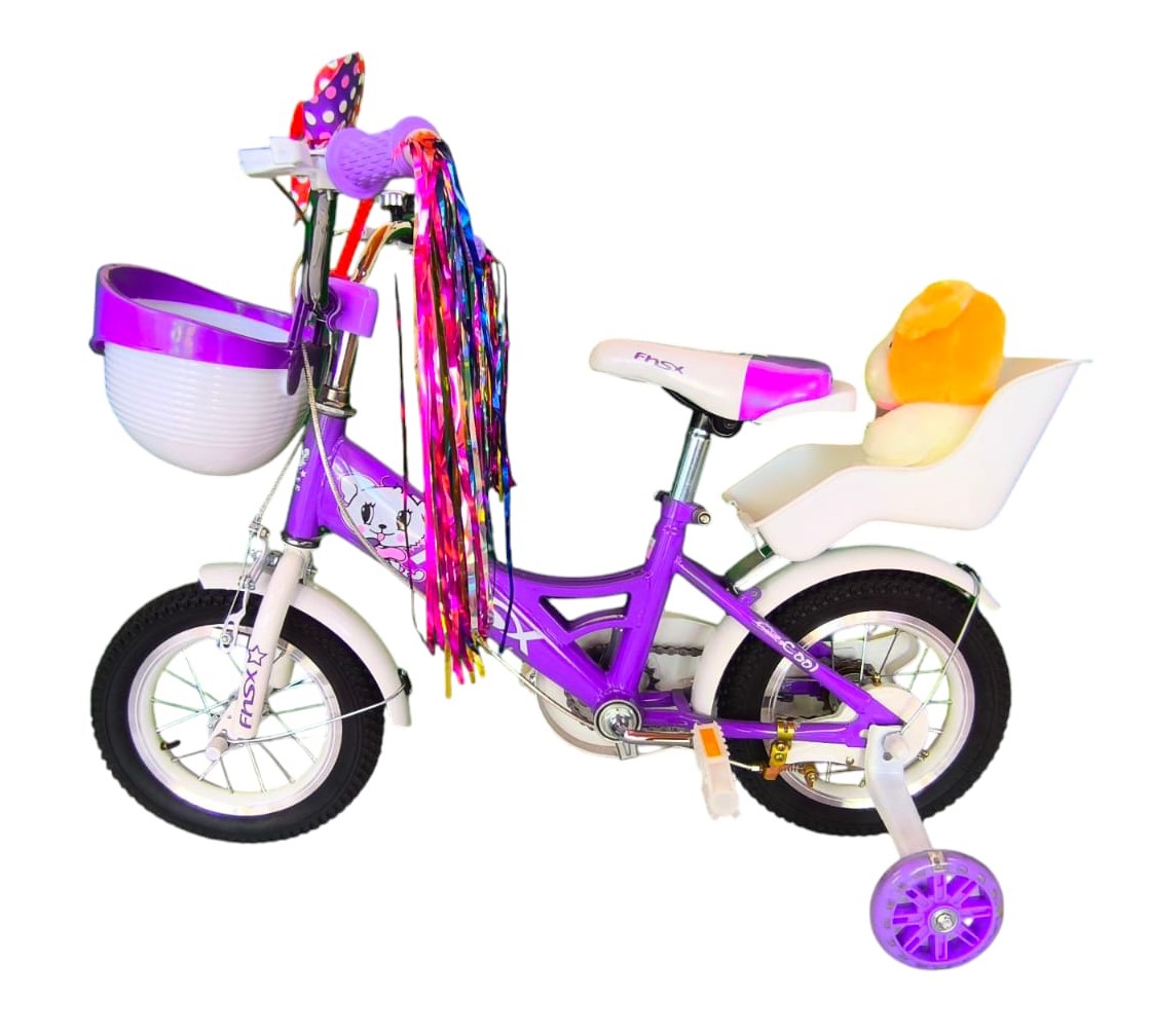 BICICLETA ARO 12 INFANTIL CON PELUCHERO LILA FNSX - 3