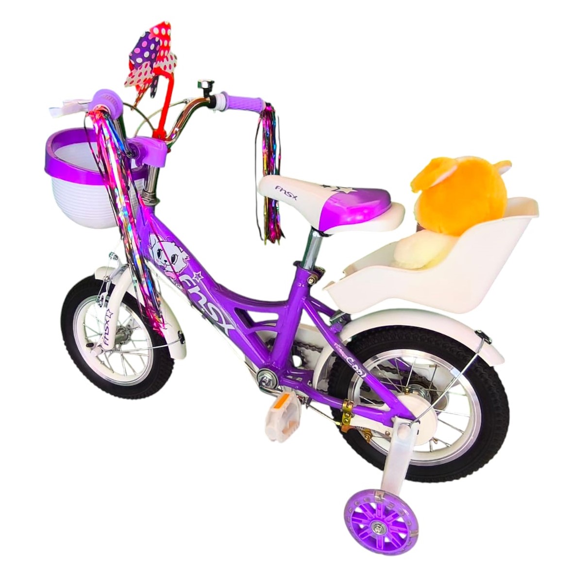 BICICLETA ARO 12 INFANTIL CON PELUCHERO LILA FNSX - 5