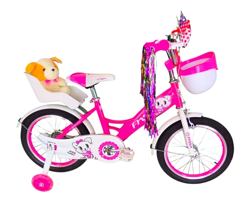BICICLETA ARO 16 INFANTIL CON PELUCHERO ROSADA FNSX - 1