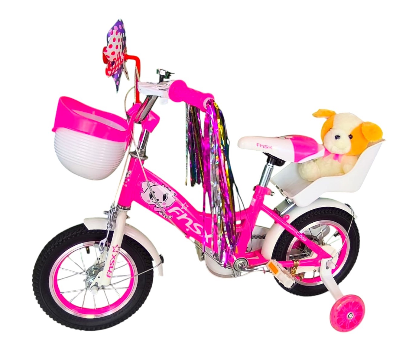 BICICLETA ARO 12 INFANTIL CON PELUCHERO ROSADA FNSX - 2