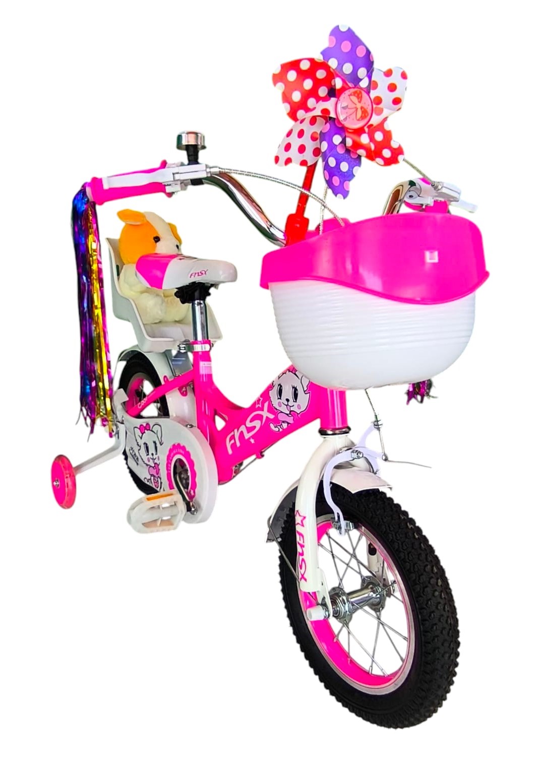 BICICLETA ARO 12 INFANTIL CON PELUCHERO ROSADA FNSX - 3