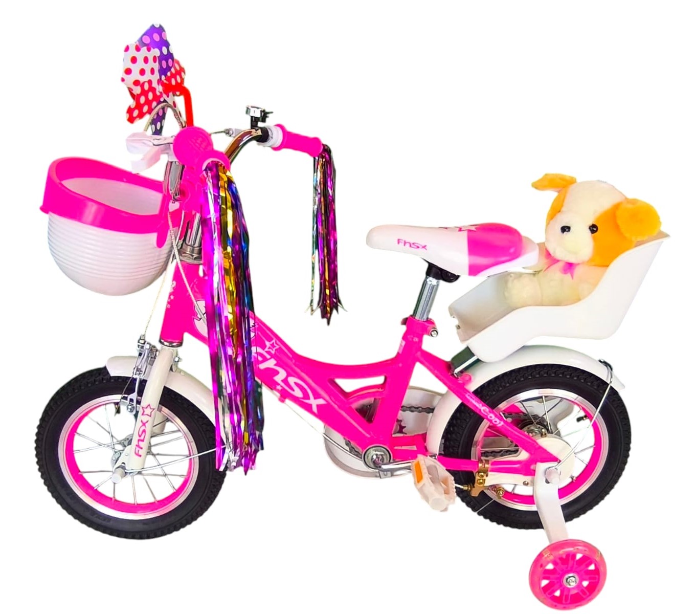 BICICLETA ARO 12 INFANTIL CON PELUCHERO ROSADA FNSX - 4