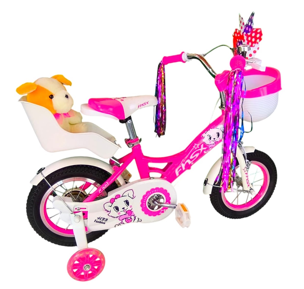 BICICLETA ARO 12 INFANTIL CON PELUCHERO ROSADA FNSX - 5
