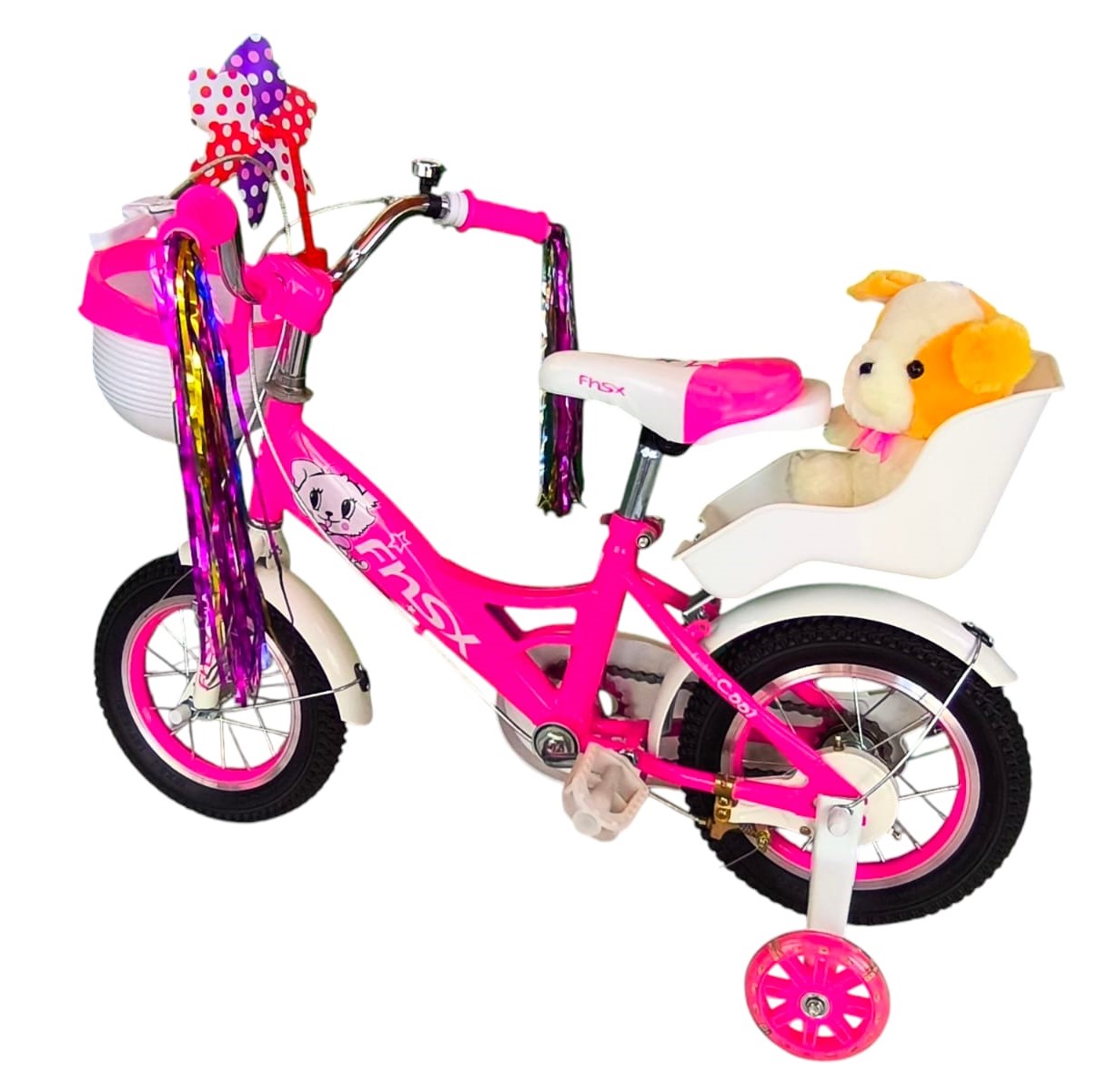 BICICLETA ARO 12 INFANTIL CON PELUCHERO ROSADA FNSX - 6