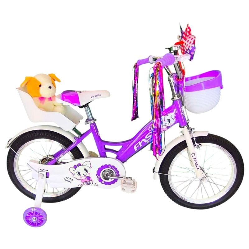 BICICLETA ARO 16 INFANTIL  CON PELUCHERO LILA FNSX - 1