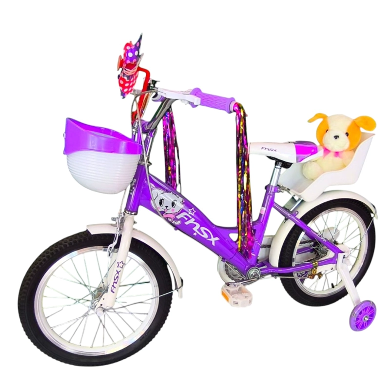BICICLETA ARO 16 INFANTIL  CON PELUCHERO LILA FNSX - 2