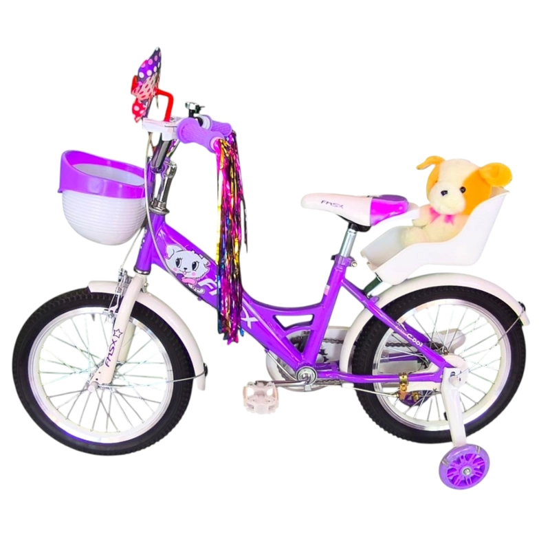 BICICLETA ARO 16 INFANTIL  CON PELUCHERO LILA FNSX - 3