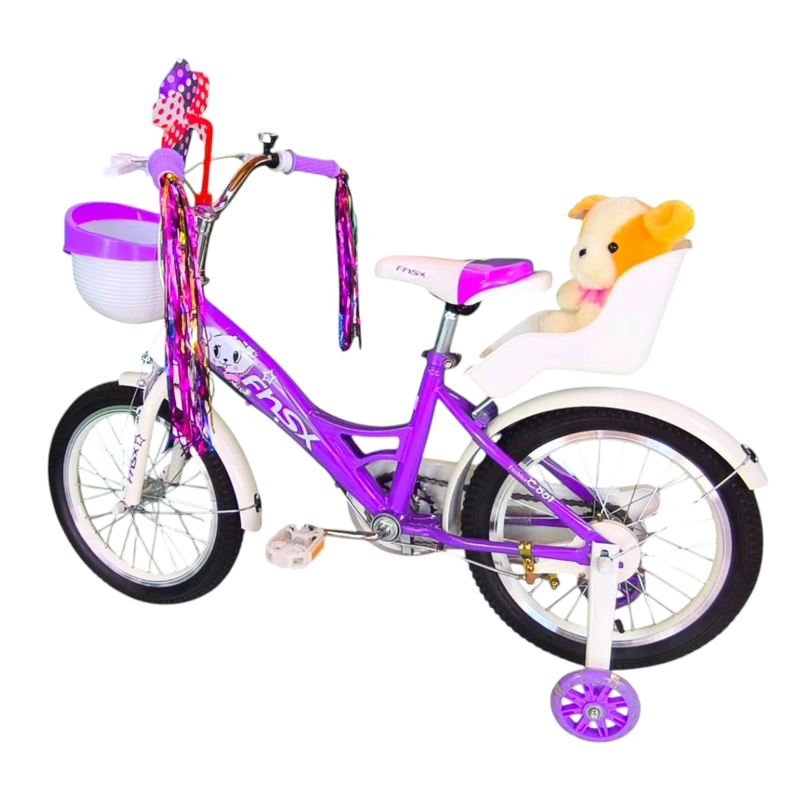 BICICLETA ARO 16 INFANTIL  CON PELUCHERO LILA FNSX - 5