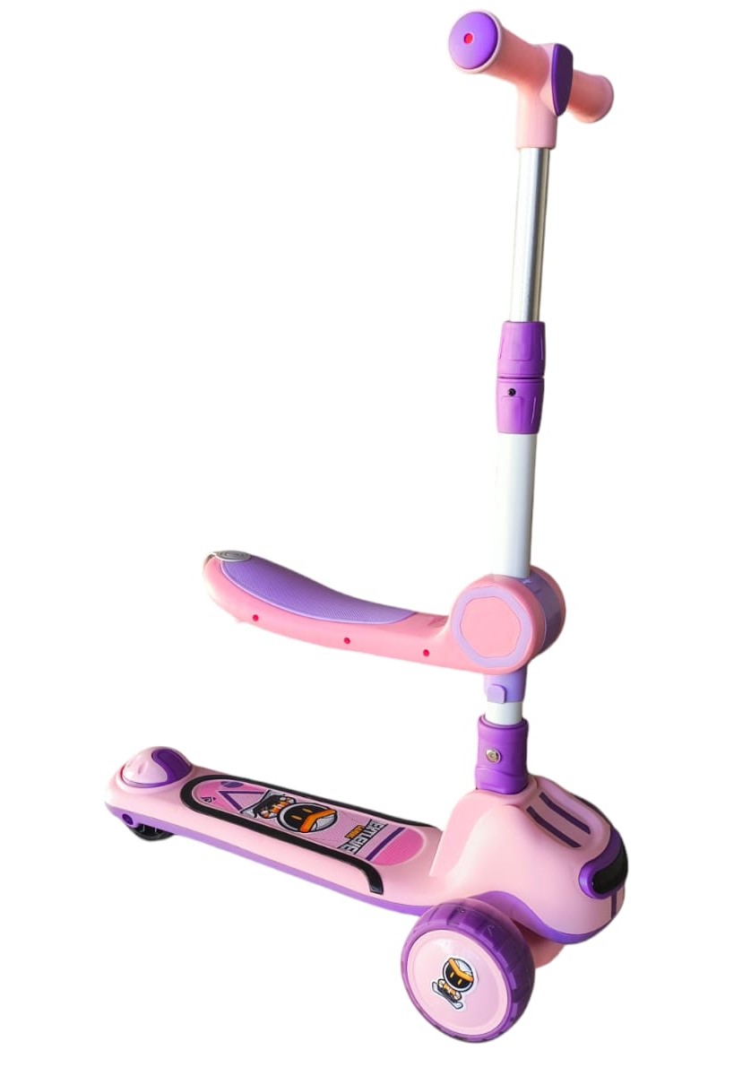 MONOPATIN PLEGABLE INFANTIL 2 EN 1 LUCES LED ROSADO - 2