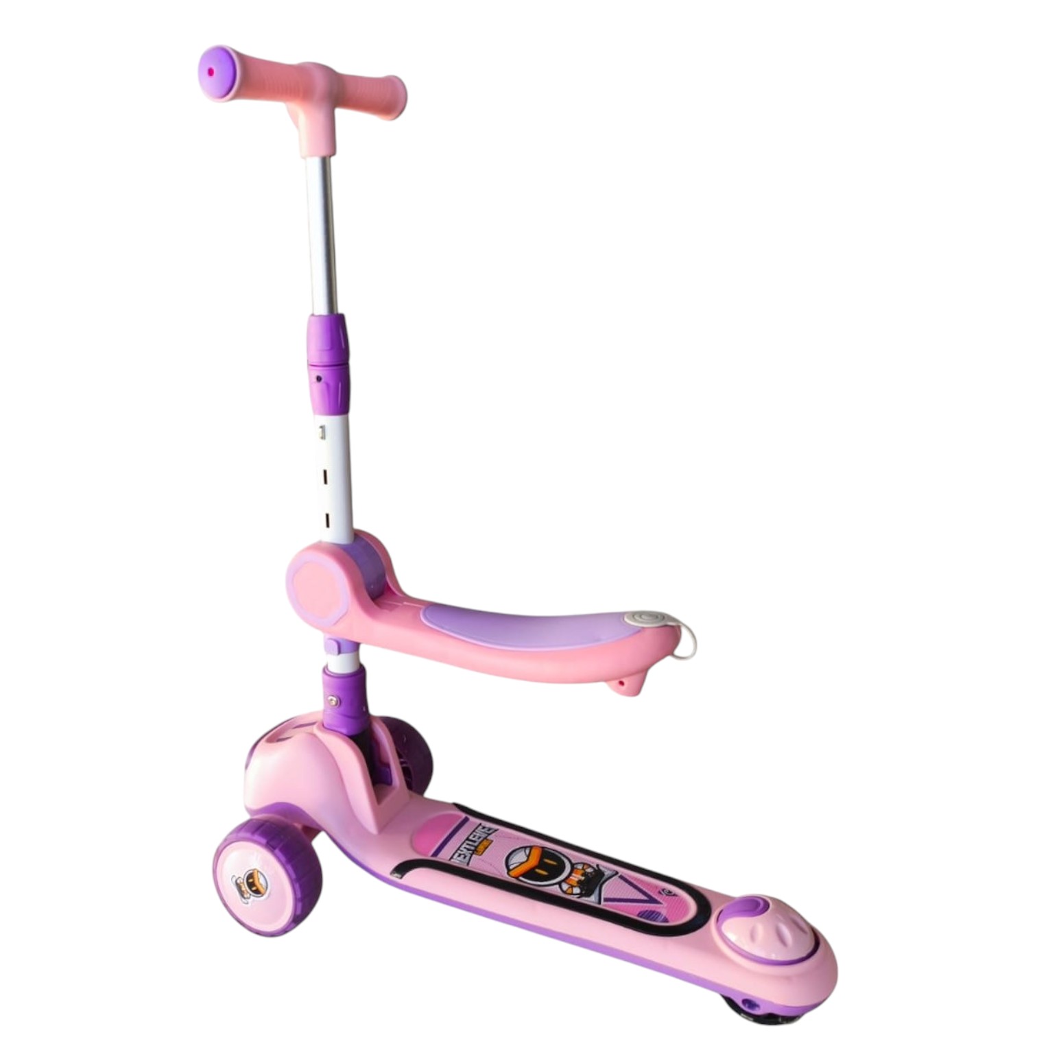 MONOPATIN PLEGABLE INFANTIL 2 EN 1 LUCES LED ROSADO - 4