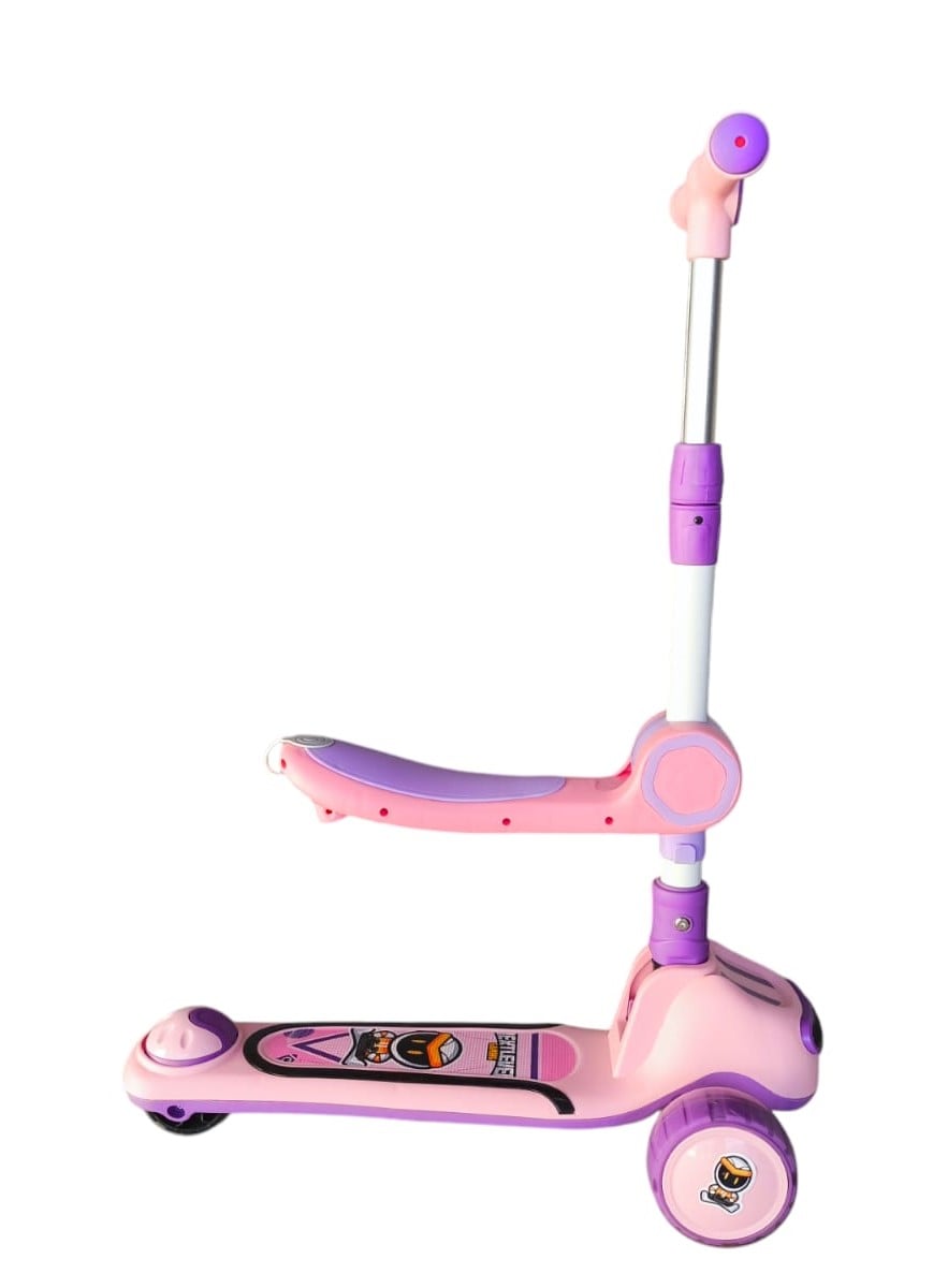 MONOPATIN PLEGABLE INFANTIL 2 EN 1 LUCES LED ROSADO - 5