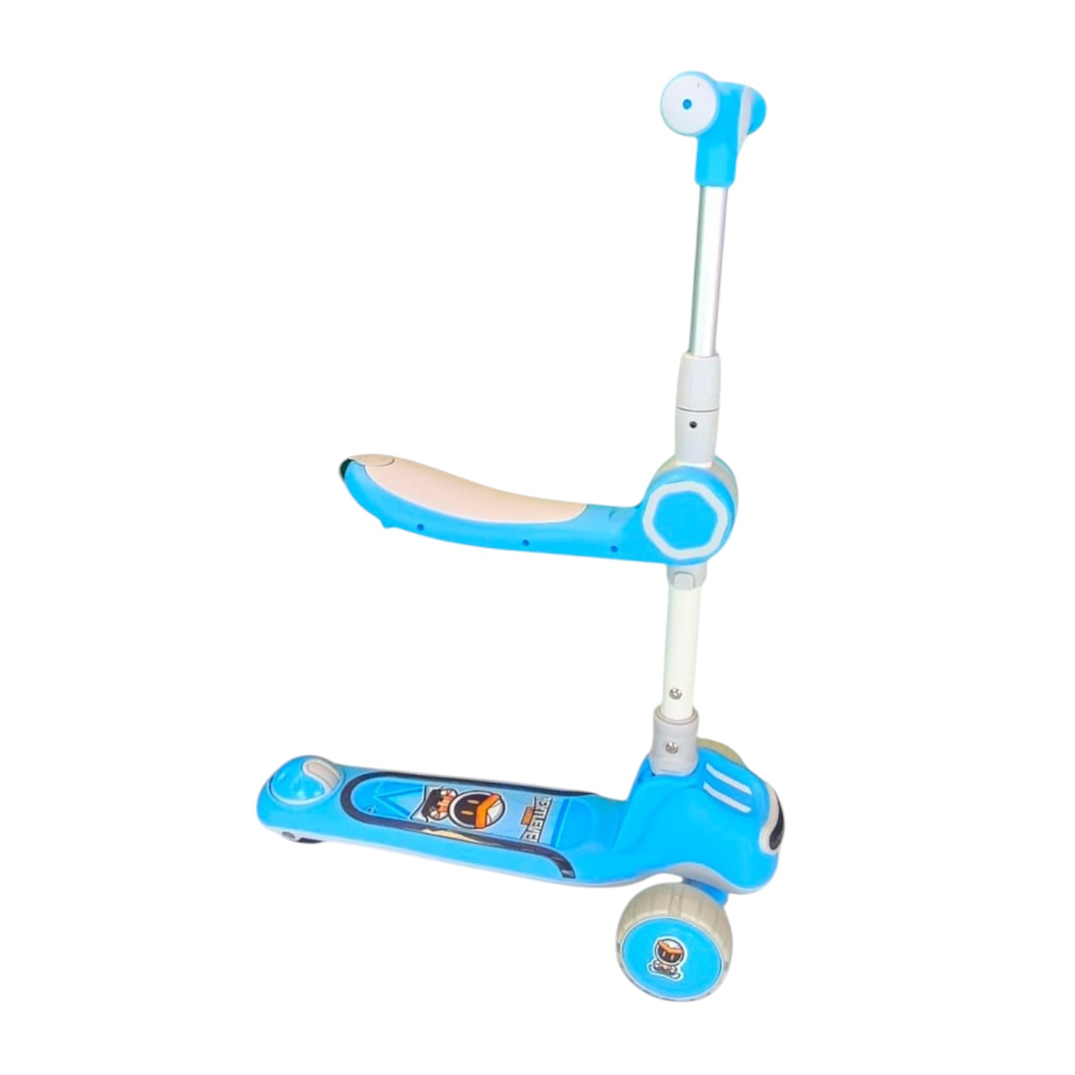 MONOPATIN  PLEGABLE INFANTIL 2 EN 1 LUCES LED CELESTE - 2