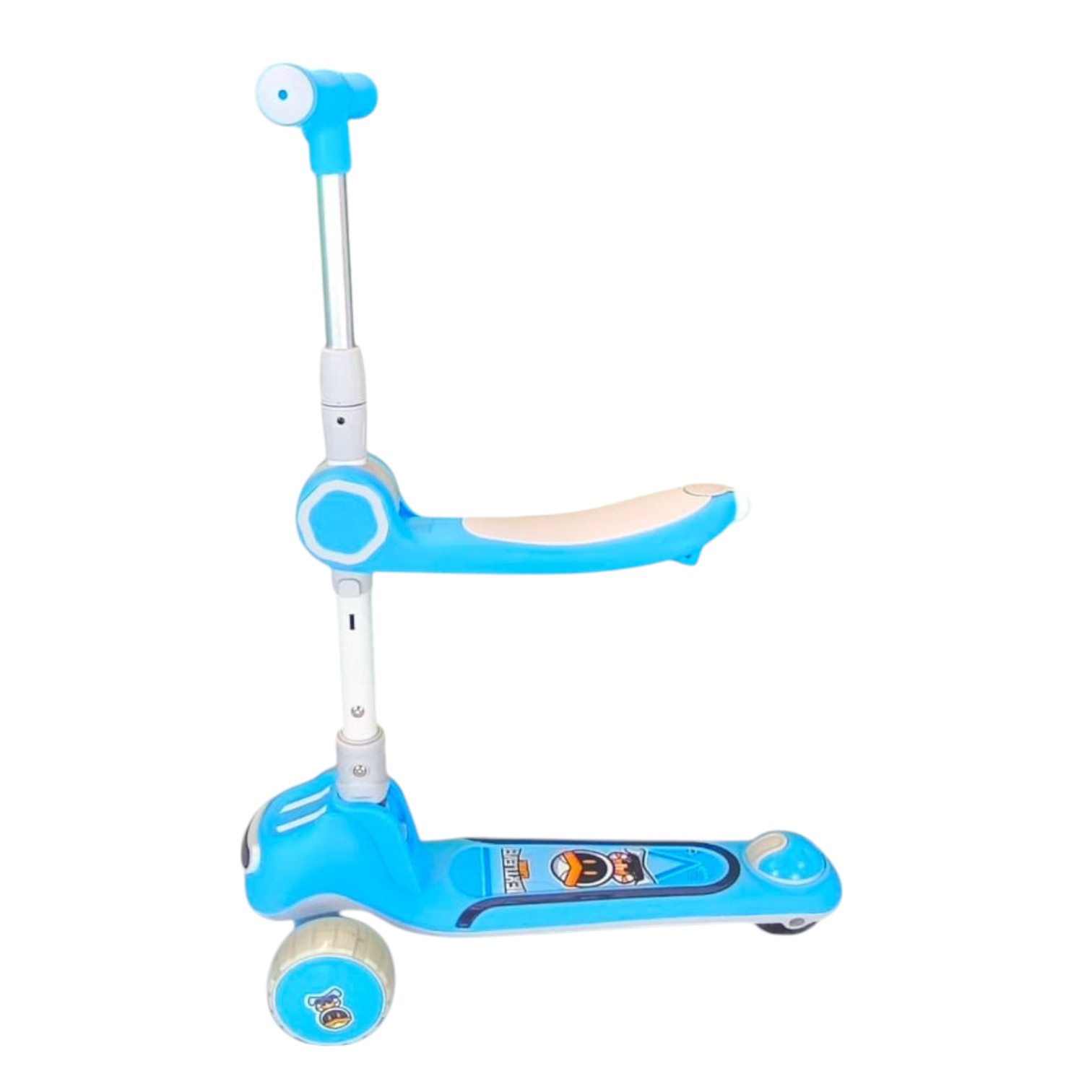 MONOPATIN  PLEGABLE INFANTIL 2 EN 1 LUCES LED CELESTE - 3