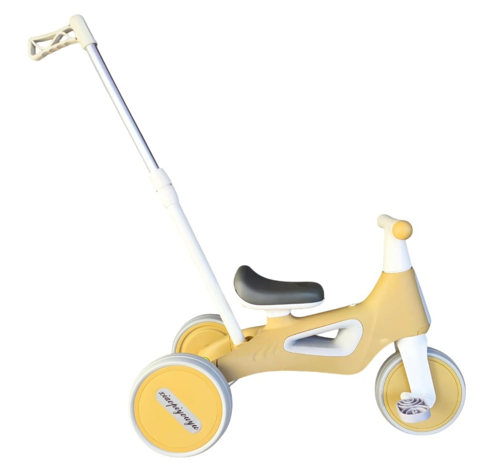 TRICICLO INFANTIL MULTIFUNCIONAL 5 EN 1 CON PEDALES AMARILLO - 1