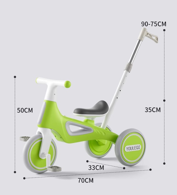 TRICICLO INFANTIL MULTIFUNCIONAL 5 EN 1 CON PEDALES VERDE - 4