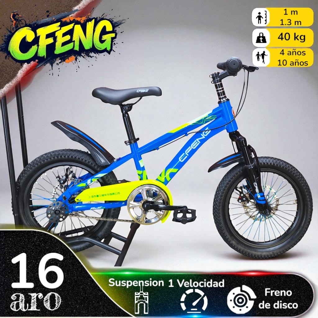 BICICLETA ARO 16 CFBIKE CFENG AZUL AMARILLO - 1