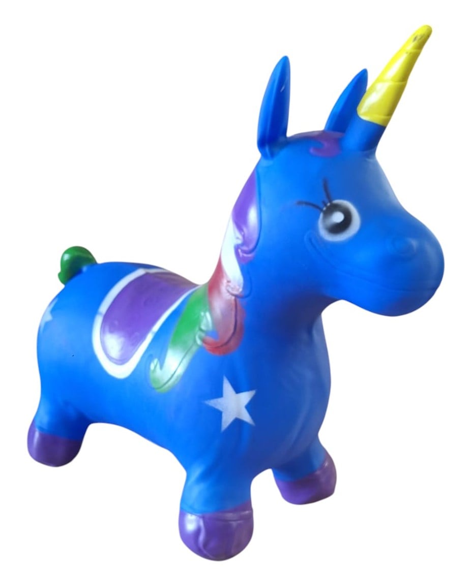 UNICORNIO SALTARIN INFLABLE CON SONIDO AZUL - 1