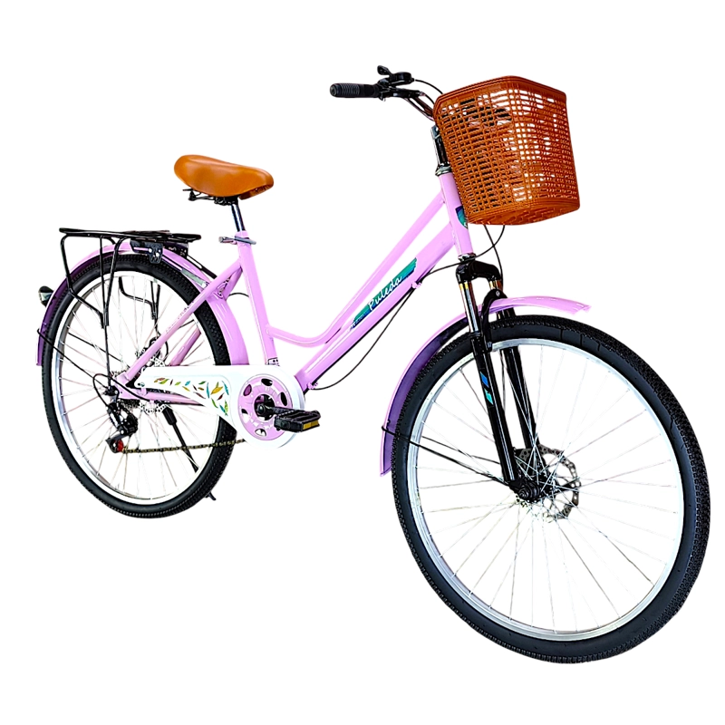 BICICLETA ARO 27.5 PULEDA ROSADO DE PASEO CON 7 VELOCIDADES Y FRENO DISCO - 2