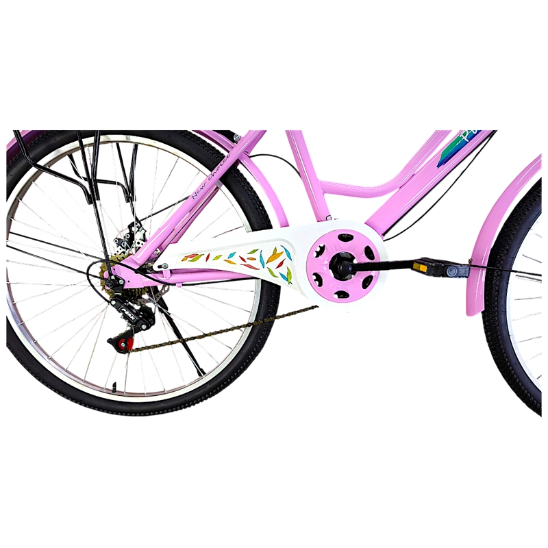 BICICLETA ARO 27.5 PULEDA ROSADO DE PASEO CON 7 VELOCIDADES Y FRENO DISCO - 4