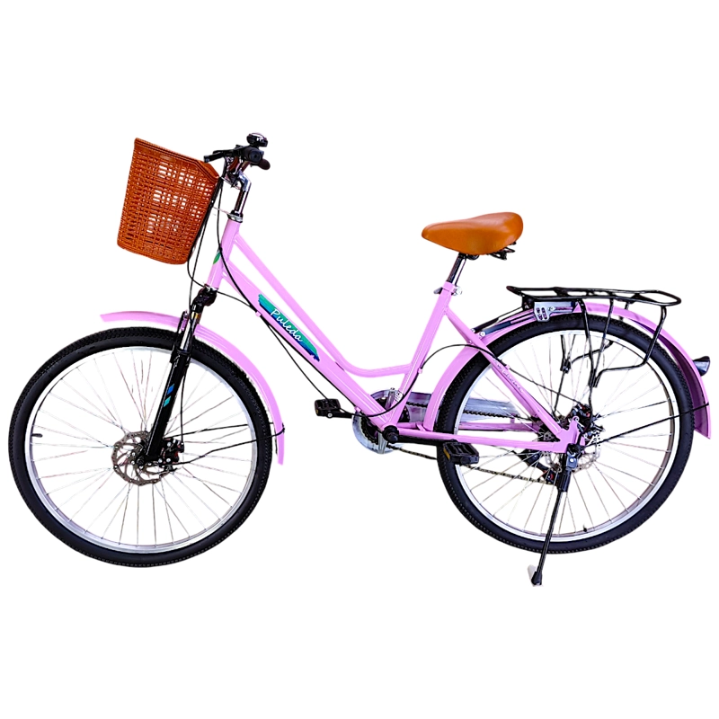 BICICLETA ARO 27.5 PULEDA ROSADO DE PASEO CON 7 VELOCIDADES Y FRENO DISCO - 6