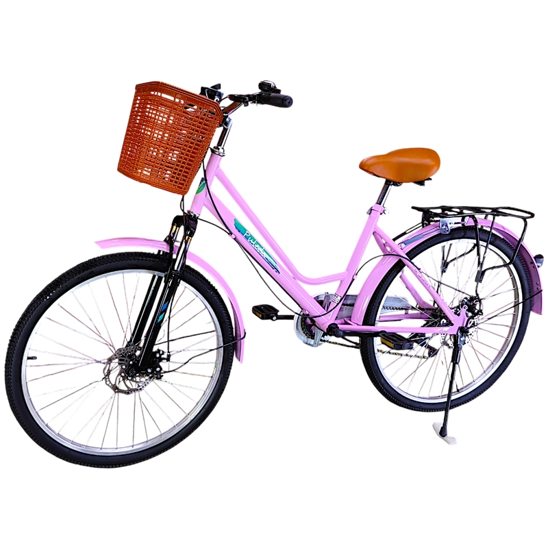 BICICLETA ARO 27.5 PULEDA ROSADO DE PASEO CON 7 VELOCIDADES Y FRENO DISCO - 7