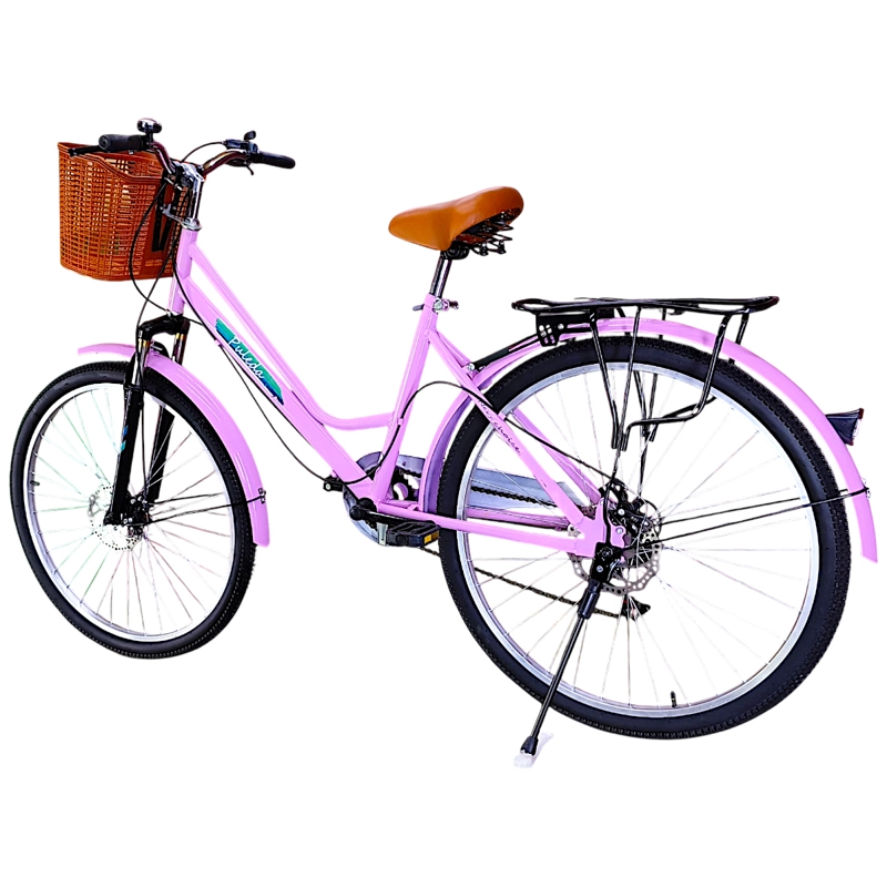 BICICLETA ARO 27.5 PULEDA ROSADO DE PASEO CON 7 VELOCIDADES Y FRENO DISCO - 8