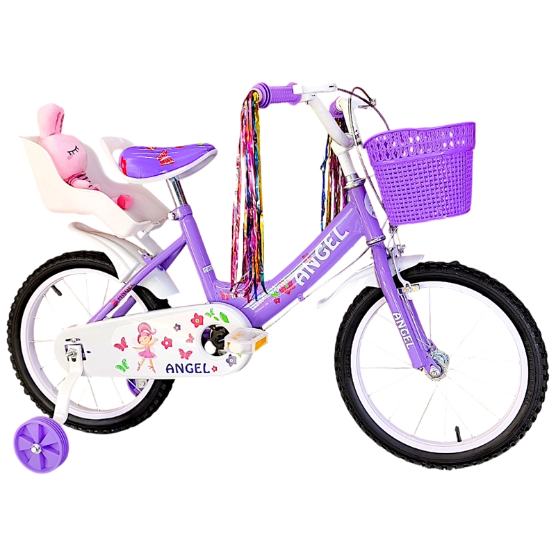BICICLETA ARO 16 INFANTIL CON PELUCHERO LILA ANGEL - 2