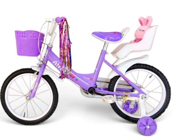 BICICLETA ARO 16 INFANTIL CON PELUCHERO LILA ANGEL - 3