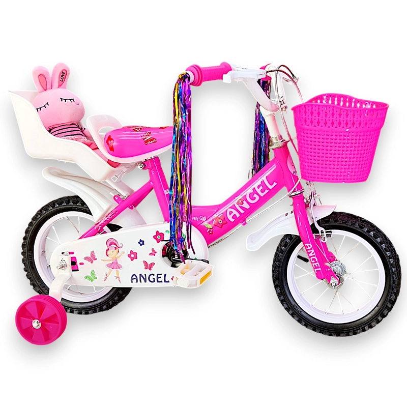 BICICLETA ARO 12 INFANTIL CON PELUCHERO ROSADO ANGEL - 2