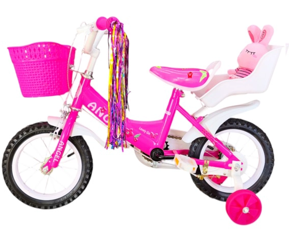 BICICLETA ARO 12 INFANTIL CON PELUCHERO ROSADO ANGEL - 3