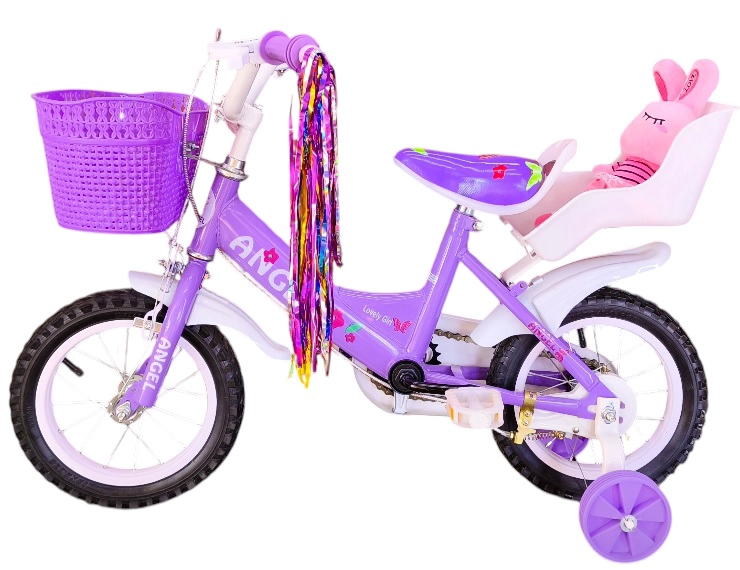 BICICLETA ARO 12 INFANTIL CON PELUCHERO LILA ANGEL - 2