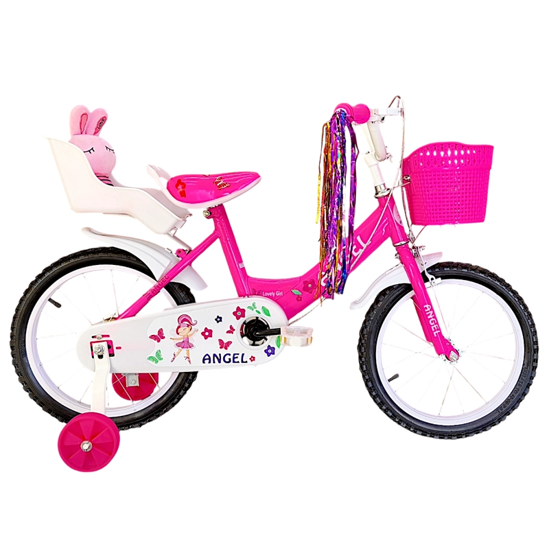 BICICLETA ARO 16 INFANTIL CON PELUCHERO ROSADO ANGEL - 1
