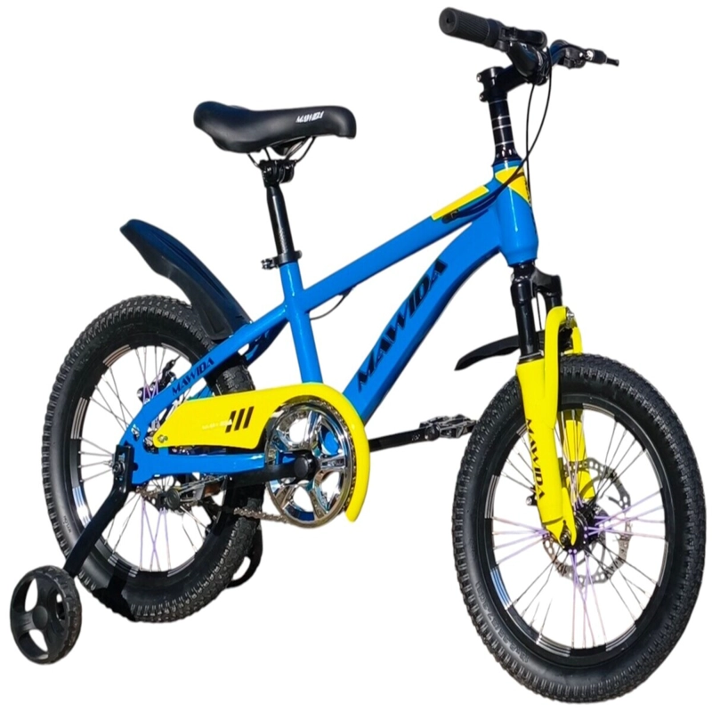 BICICLETA ARO 16 MAWIDA CON FRENO DISCO AZUL AMARILLO - 1