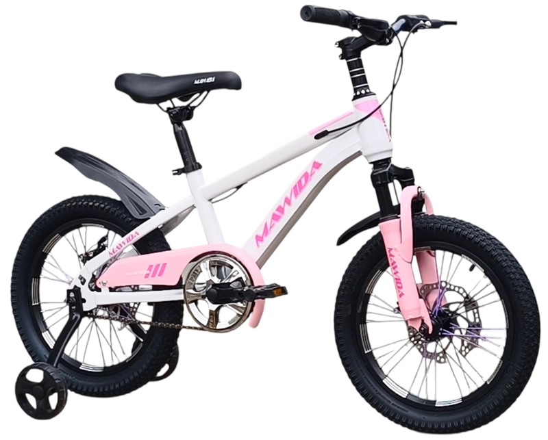 BICICLETA ARO 16 MAWIDA CON FRENO DISCO BLANCO ROSADO - 1