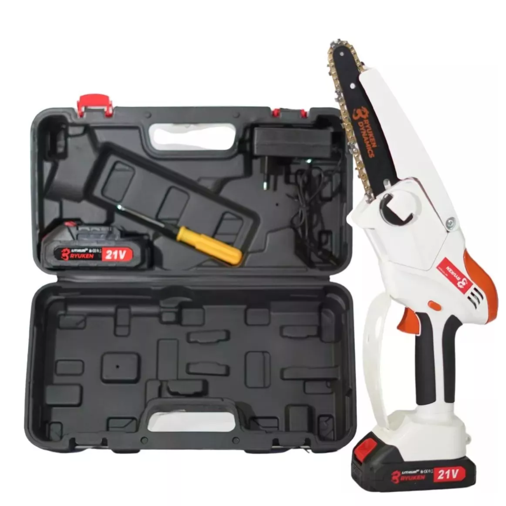 MOTOSIERRA INALÁMBRICA 2 BATERÍAS 6´´ PROFESIONAL RYUKEN - 1