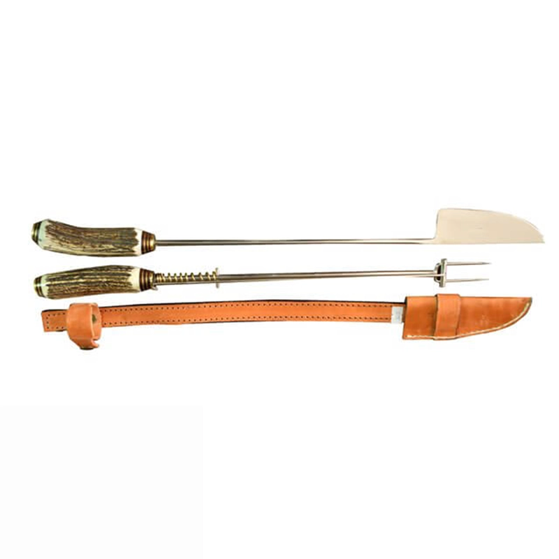 PARRILLERO CUCHILLO TENEDOR ASADOR GRANDE CIERVO ARTESANAL - 1
