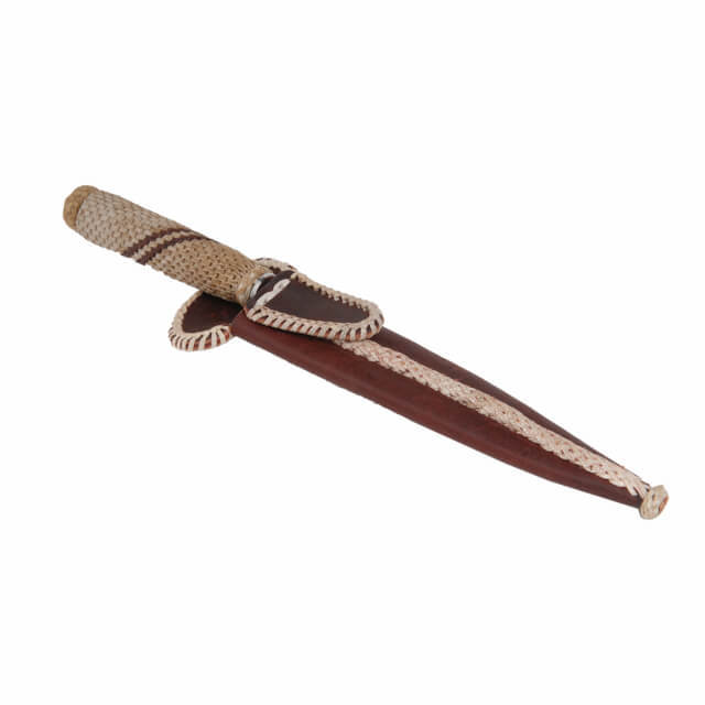 CUCHILLO PARRILLERO CABO TRENZADO TIENTO CUERO - 1
