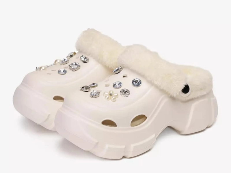 CROCS MUJER PLATAFORMA Y  CHIPORRO BLANCO - 1