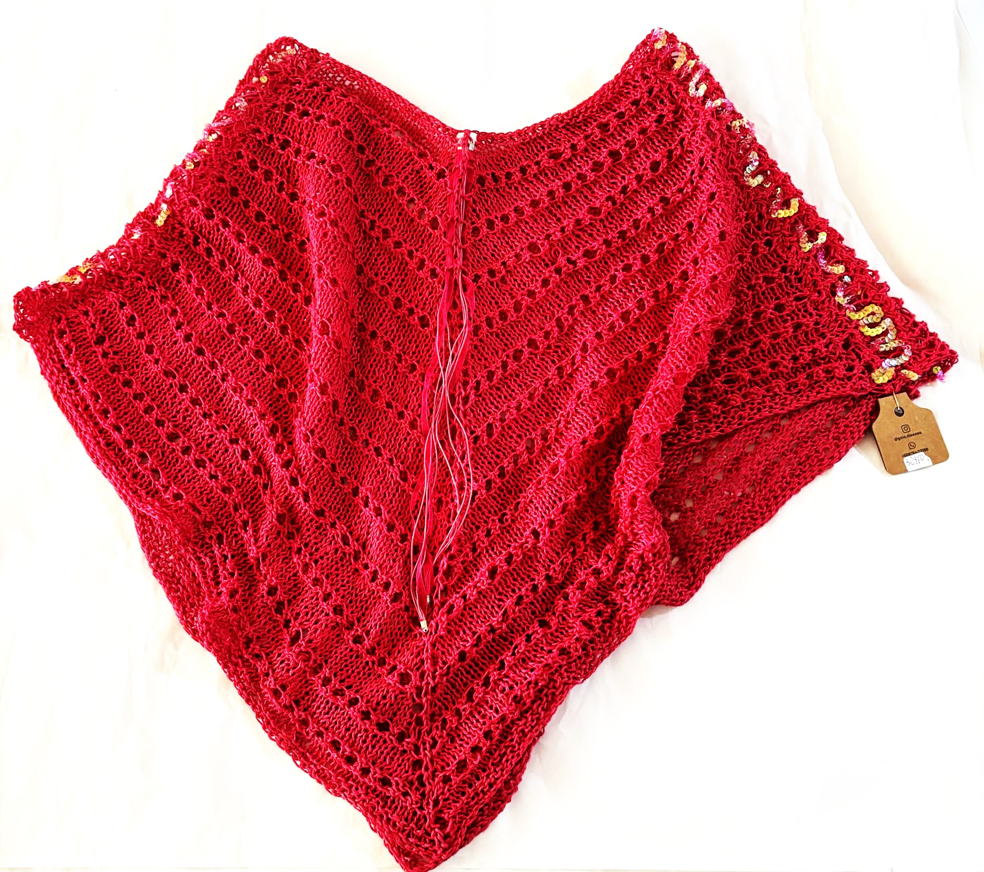 PONCHO LINO GOIC DISEÑOS FUCSIA HECHO A MANO DISEÑO EXCLUSIVO - 1
