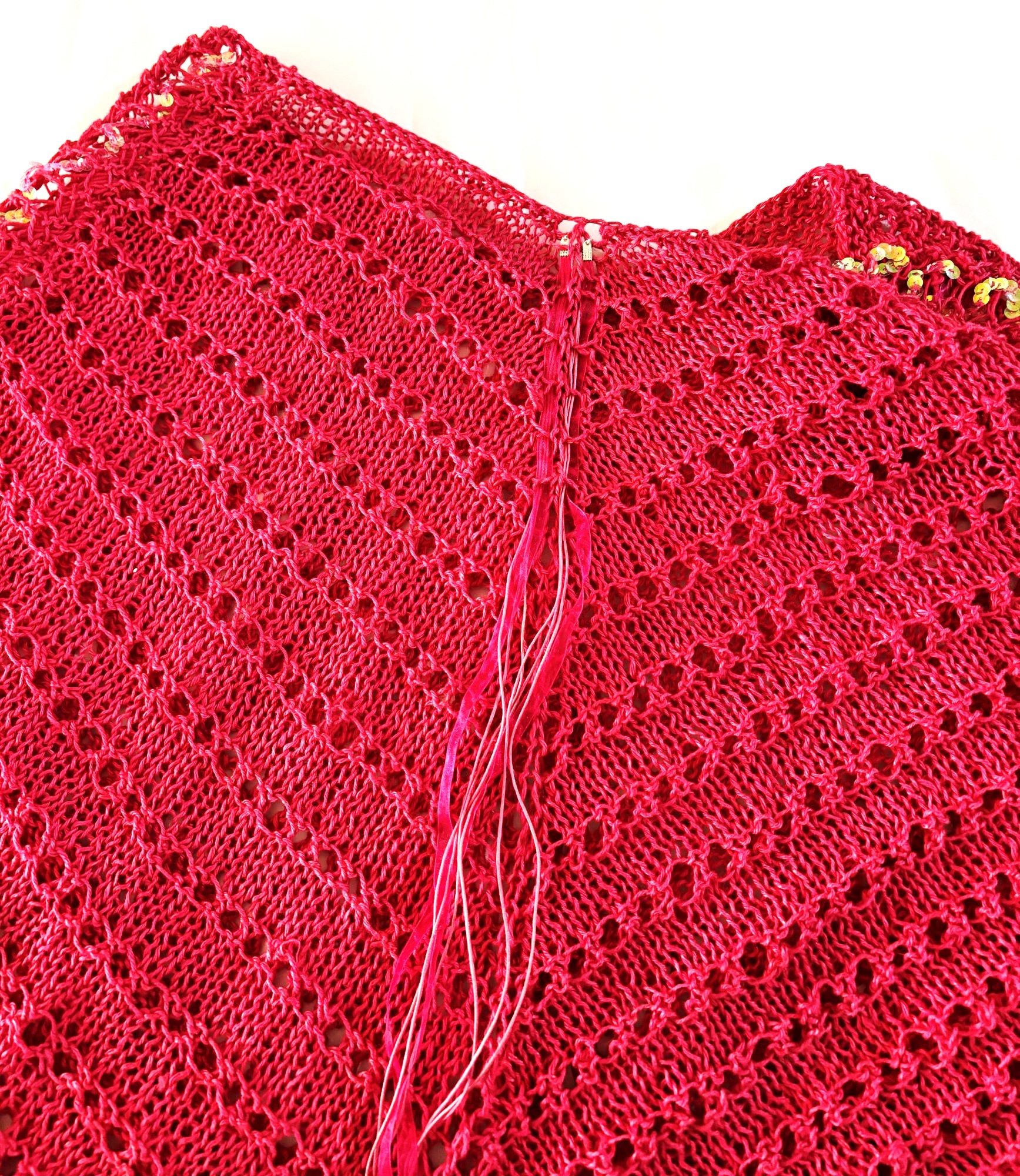 PONCHO LINO GOIC DISEÑOS FUCSIA HECHO A MANO DISEÑO EXCLUSIVO - 2