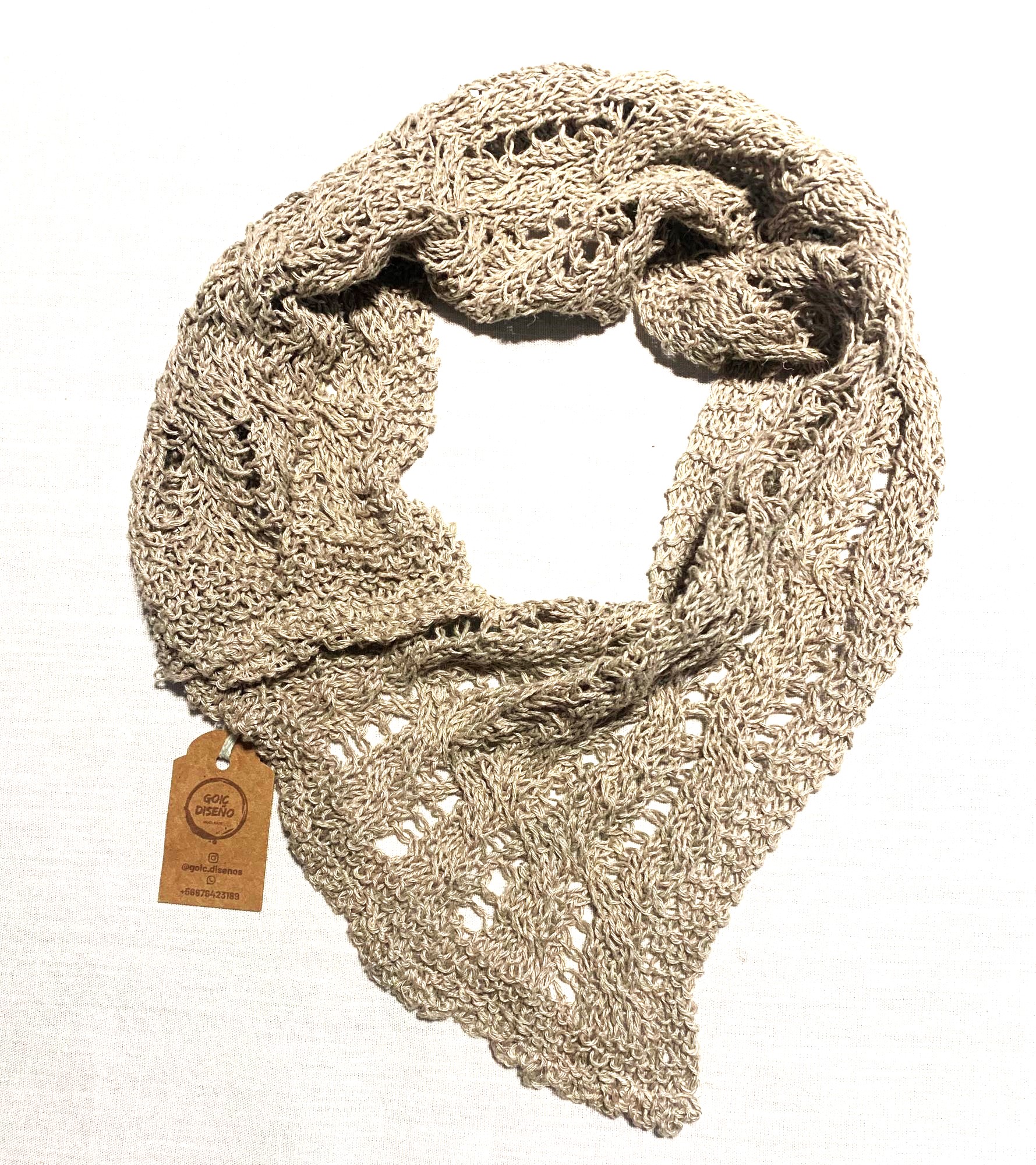 CUELLO LINO GOIC DISEÑOS BEIGE HECHO A MANO DISEÑO EXCLUSIVO - 1