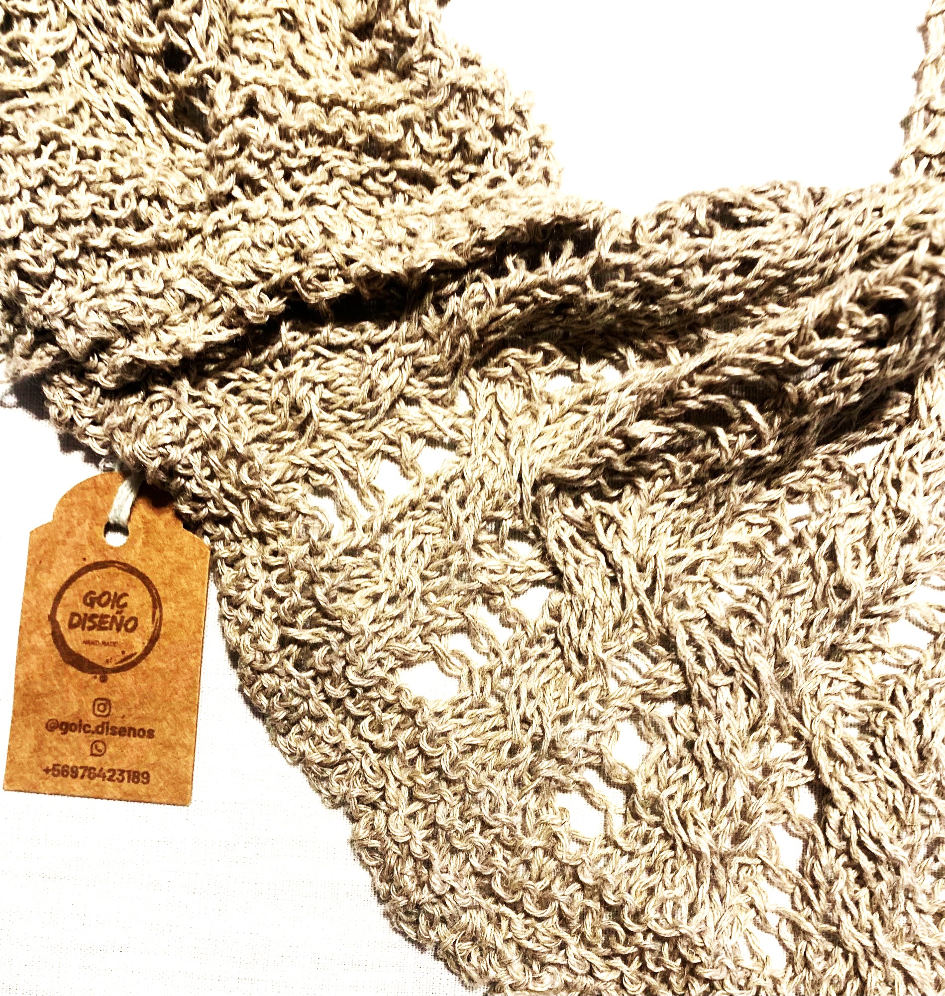 CUELLO LINO GOIC DISEÑOS BEIGE HECHO A MANO DISEÑO EXCLUSIVO - 2