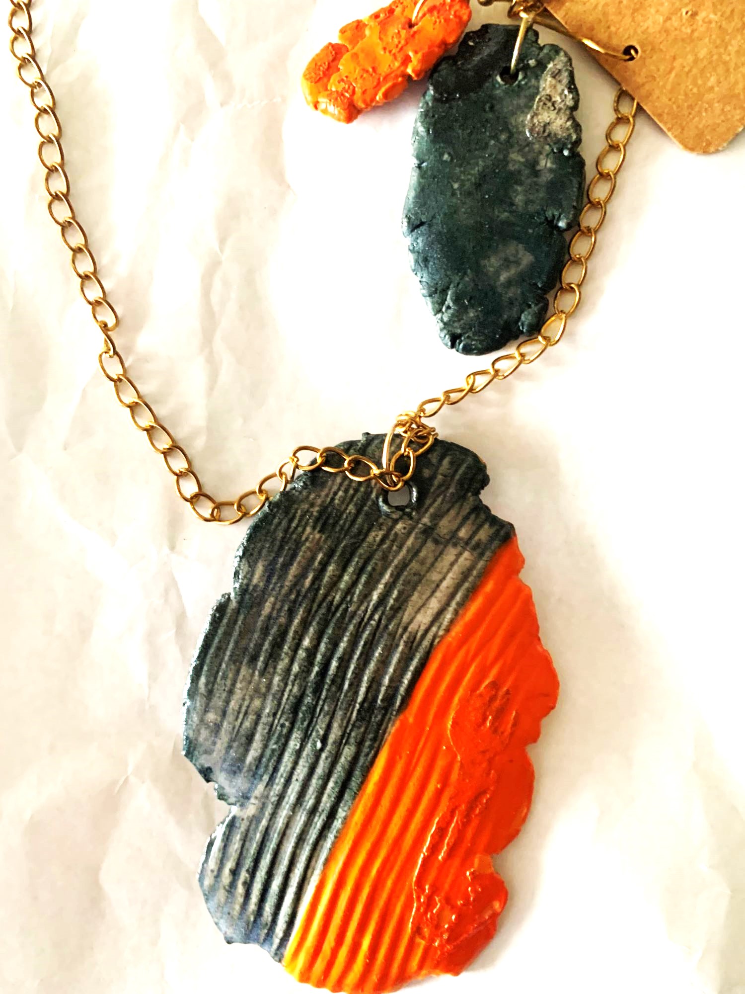 CONJUNTO DE AROS Y COLLAR GOIC DISEÑOS PORCELANA HECHO A MANO DISEÑO EXCLUSIVO - 2