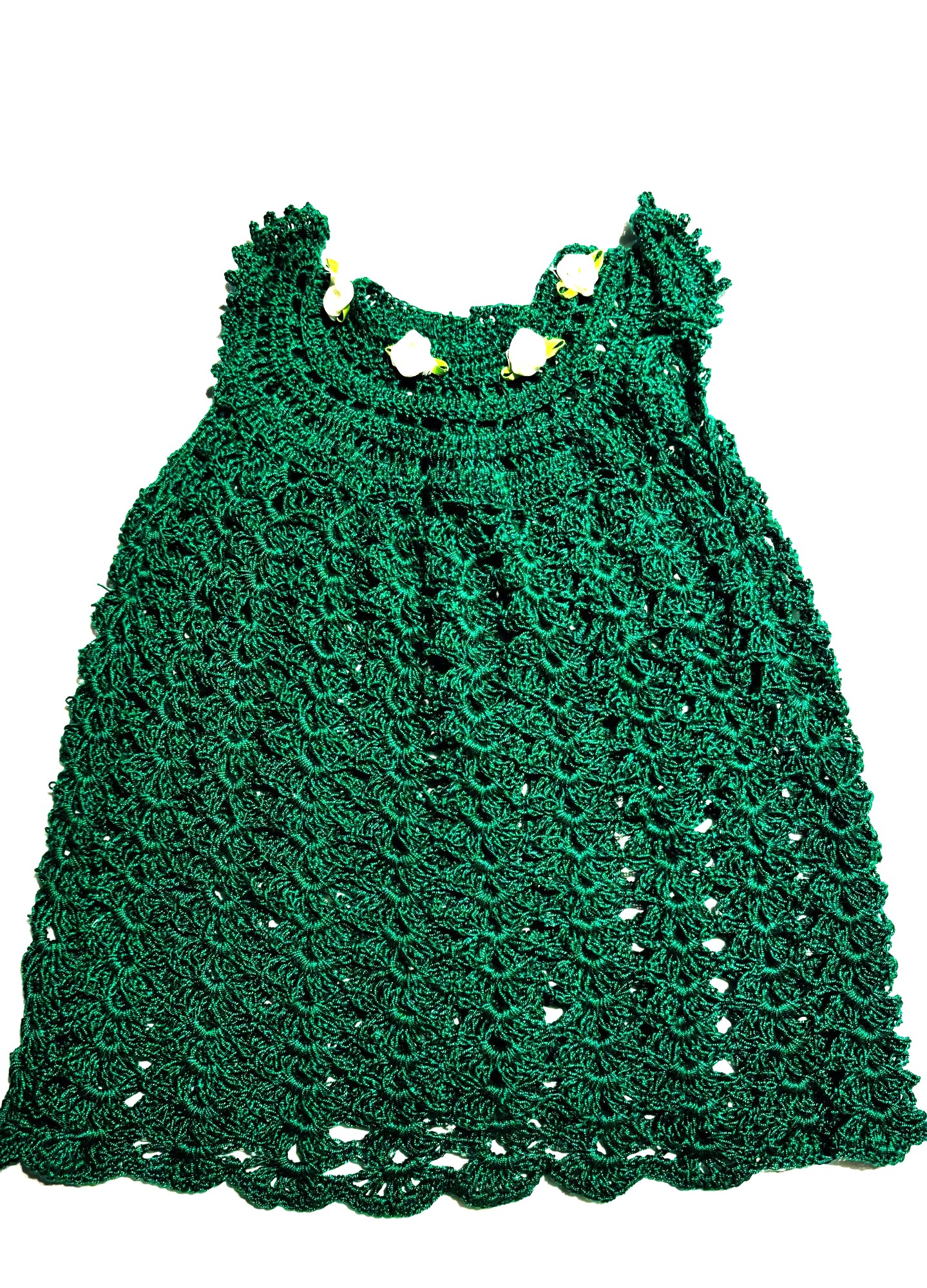VESTIDO NIÑA VERDE HECHO A MANO DISEÑO EXCLUSIVO - 1