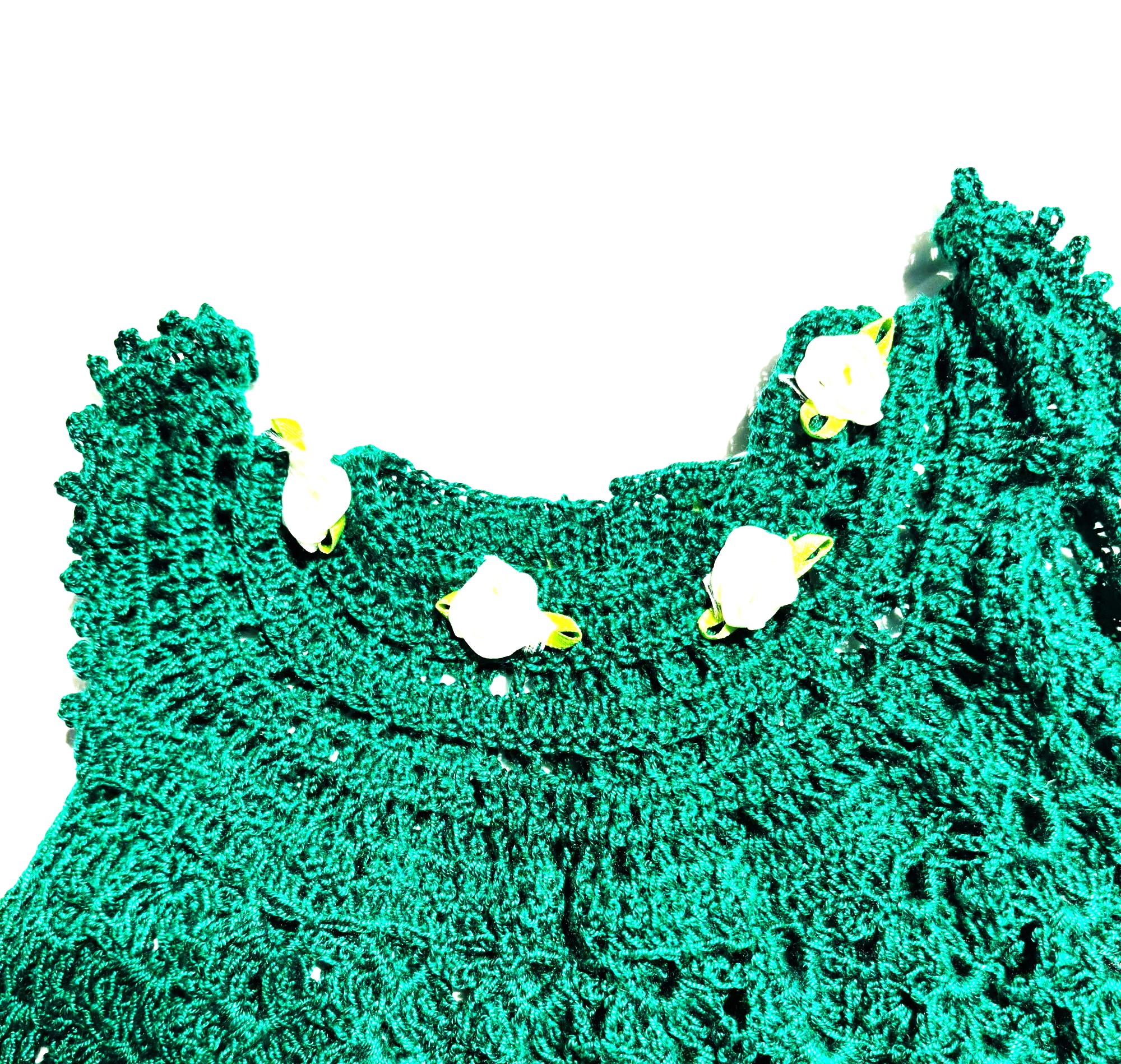 VESTIDO NIÑA VERDE HECHO A MANO DISEÑO EXCLUSIVO - 2